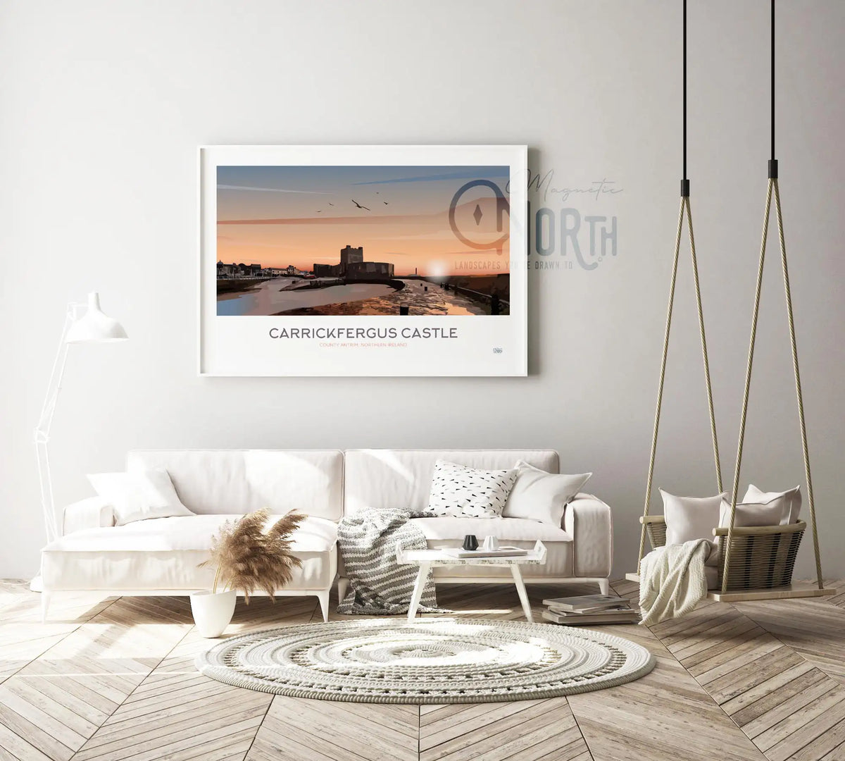 Carrickfergus Castle, travel print poster, County Antrim, Northern Ireland, Ireland, Print, Wedding gift, Christmas Gift
