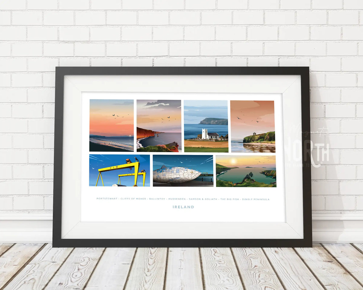 Irish Landmarks Collection, Art Print Travel Poster, Ireland, landscapes, Travel Print, House, Wedding gift, Christmas Gift