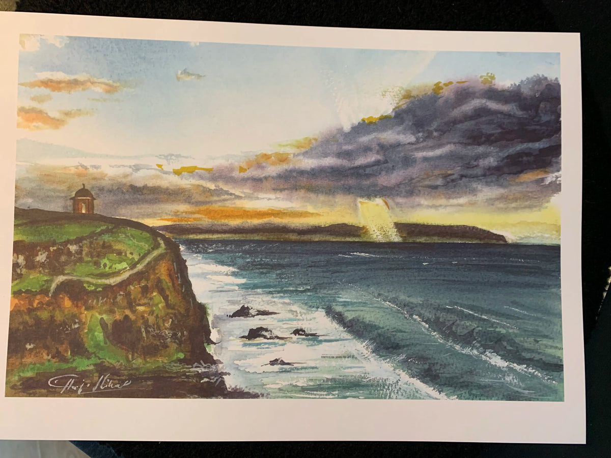 Watercolour painting of Mussenden Temple, Downhill, Northern Ireland, Ireland, Travel Print, Wedding gift, Christmas Gift, landscapes