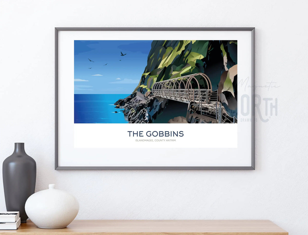 The Gobbins Cliff Path, Travel print, Islandmagee, County Antrim, Art, Gift, Landscape, Northern Ireland