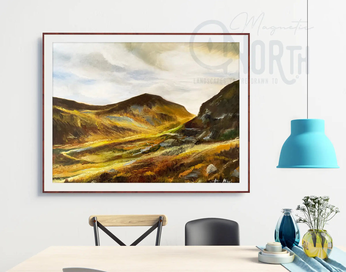 Mourne Mountains, Art Print Travel Poster, Hare’s Gap, Northern Ireland, Ireland, Print, Wedding gift, Christmas Gift, landscapes