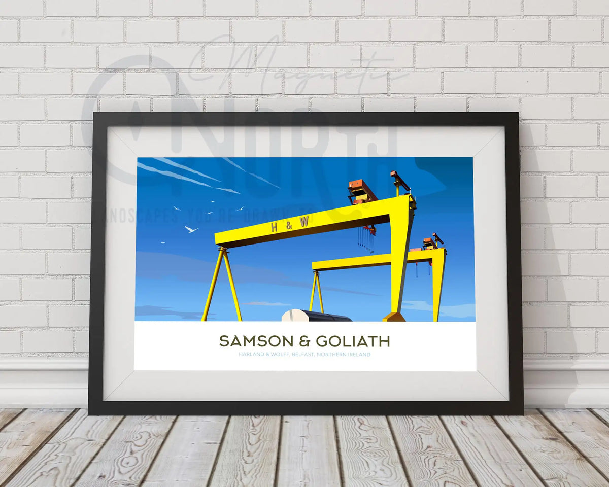 Samson & Goliath, Travel print Poster, Belfast, Northern Ireland, Ireland, Travel Print, House, Wedding Gift, Christmas gift, landscapes
