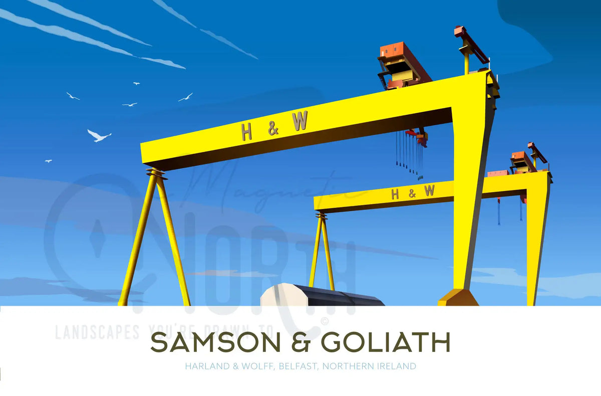Samson & Goliath, Travel print Poster, Belfast, Northern Ireland, Ireland, Travel Print, House, Wedding Gift, Christmas gift, landscapes