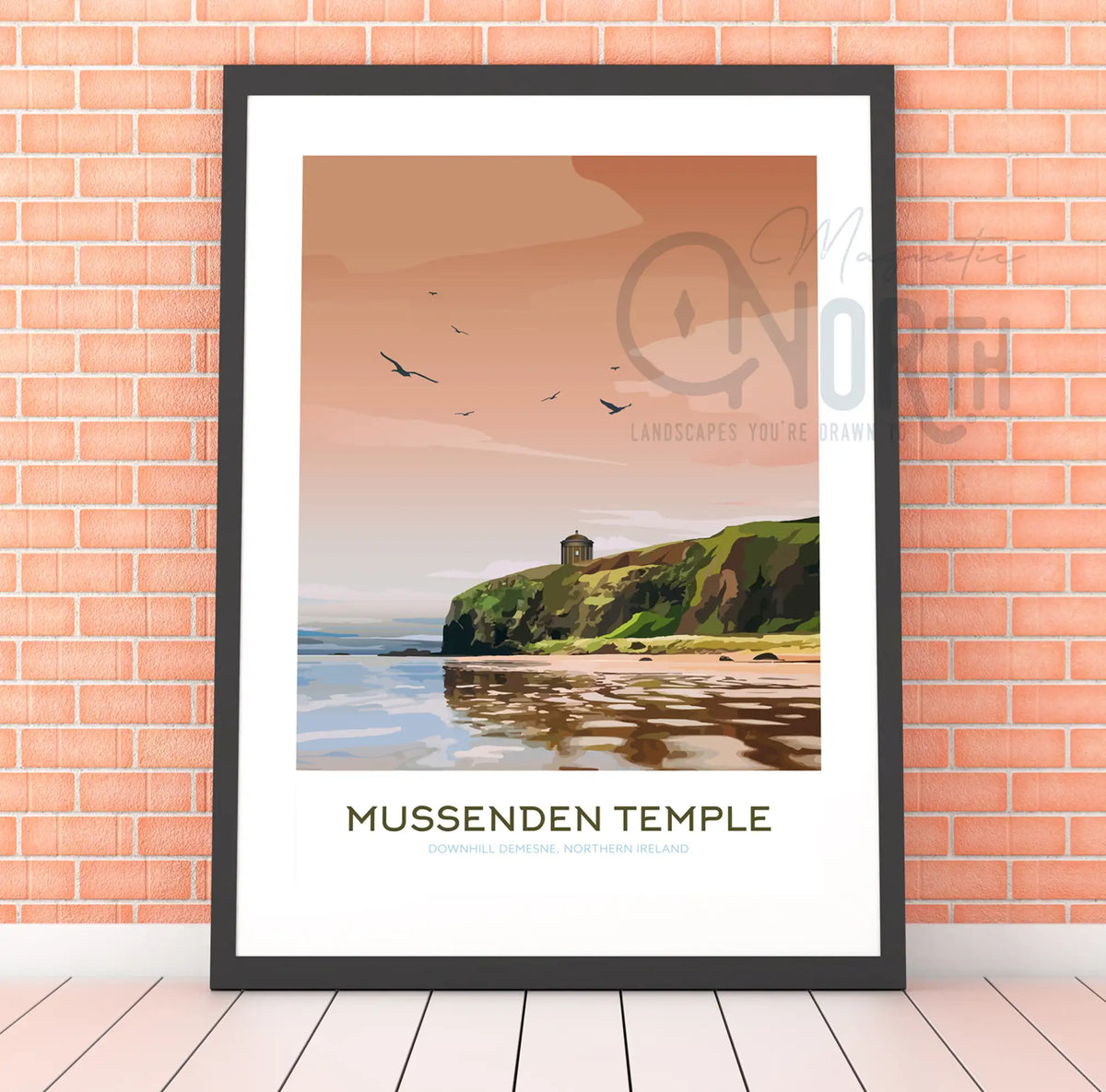 Mussenden Temple, Art Print Travel Poster, Northern Ireland, Ireland, Travel Print, Wedding gift, Christmas Gift, landscapes