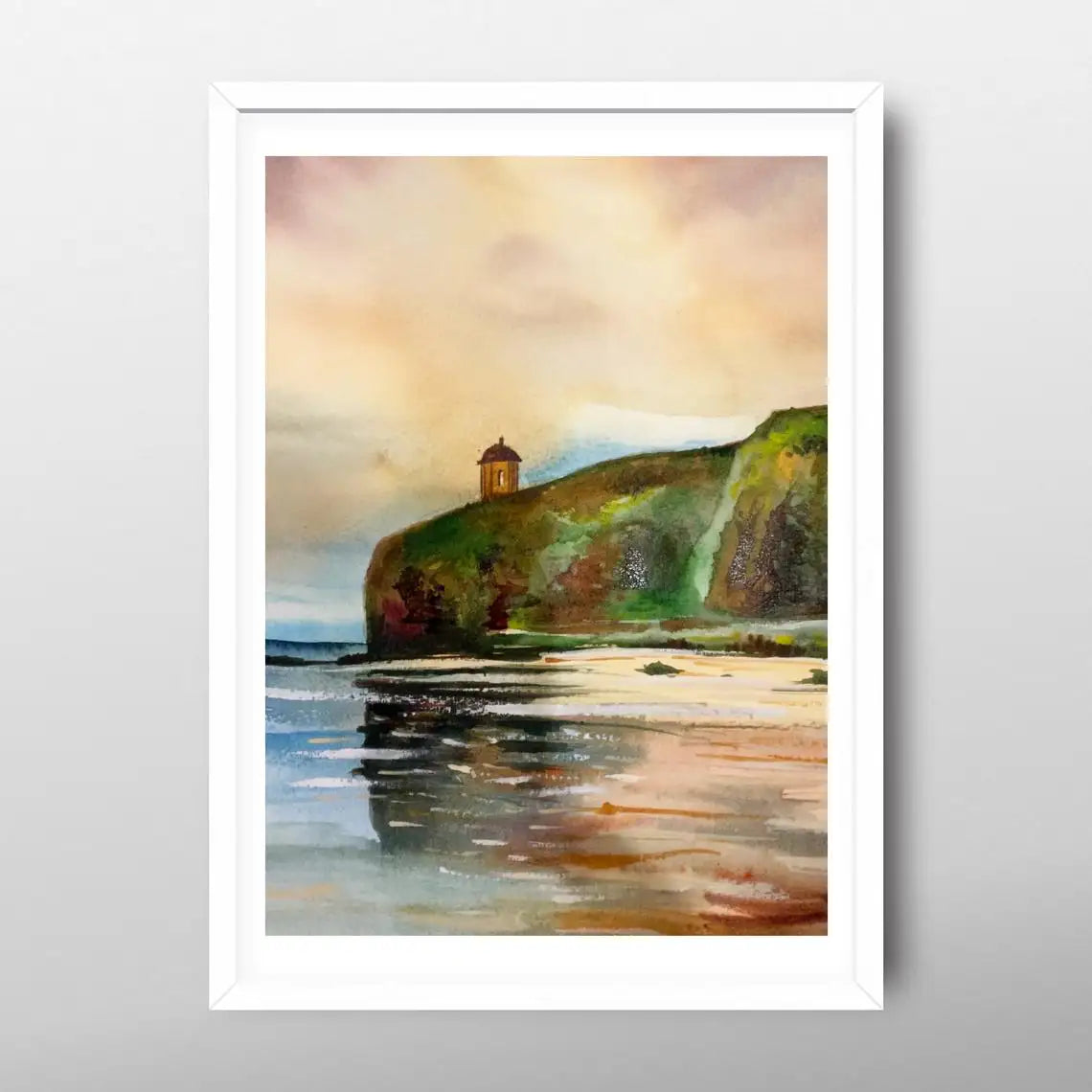 Mussenden Temple, Watercolour painting, Benone Beach, Northern Ireland, Ireland, Print, House, Wedding gift, Christmas Gift, landscapes