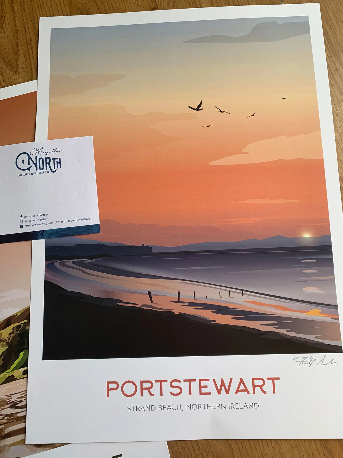 Portstewart Strand Beach, Art Print Travel Poster, Northern Ireland, Ireland, Travel Print, Wedding gift, Christmas Gift, landscapes