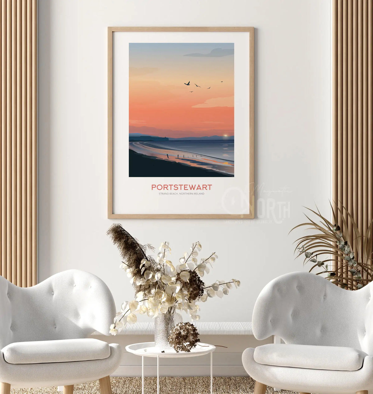 Portstewart Strand Beach, Art Print Travel Poster, Northern Ireland, Ireland, Travel Print, Wedding gift, Christmas Gift, landscapes