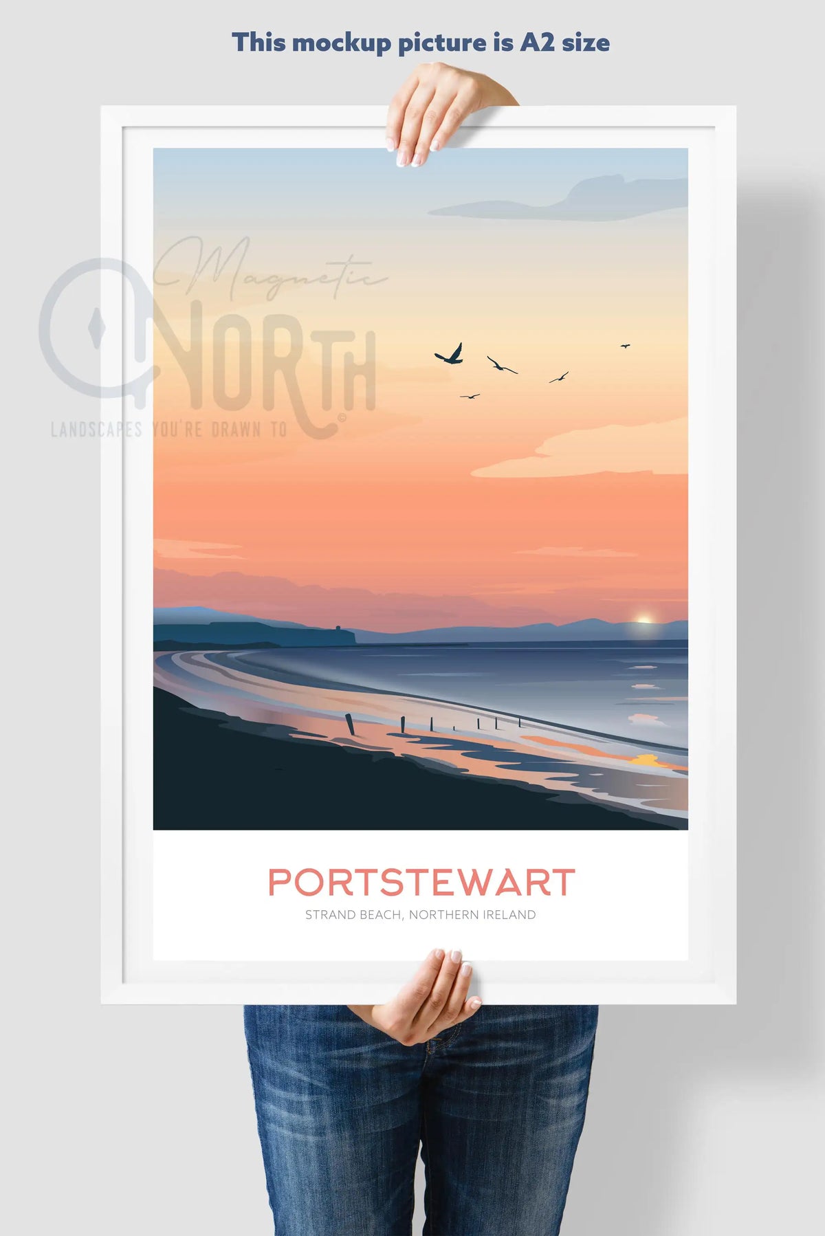 Portstewart Strand Beach, Art Print Travel Poster, Northern Ireland, Ireland, Travel Print, Wedding gift, Christmas Gift, landscapes